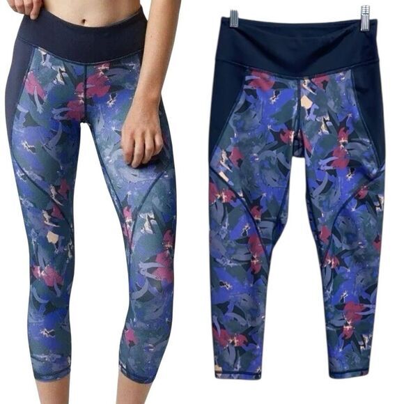 Patagonia Size Small Centered Crop Leggings‎ – Abstract Jungle (Smolder Blue) - Picture 1 of 13